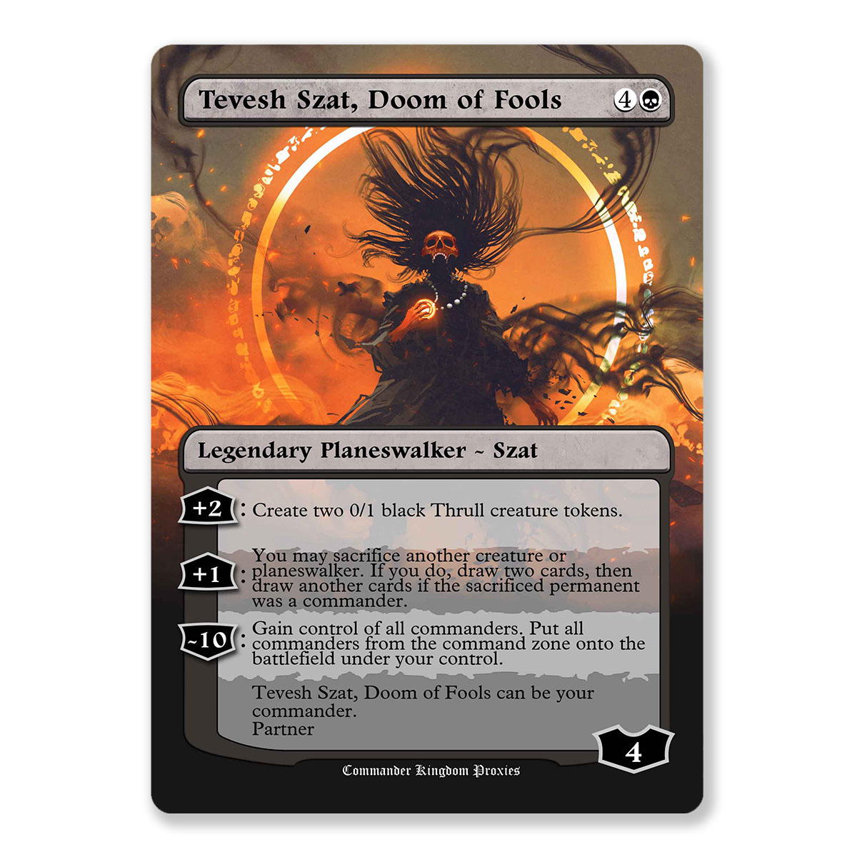 Tevesh Szat, Doom of Fools | Box Topper Custom MTG Proxy Card