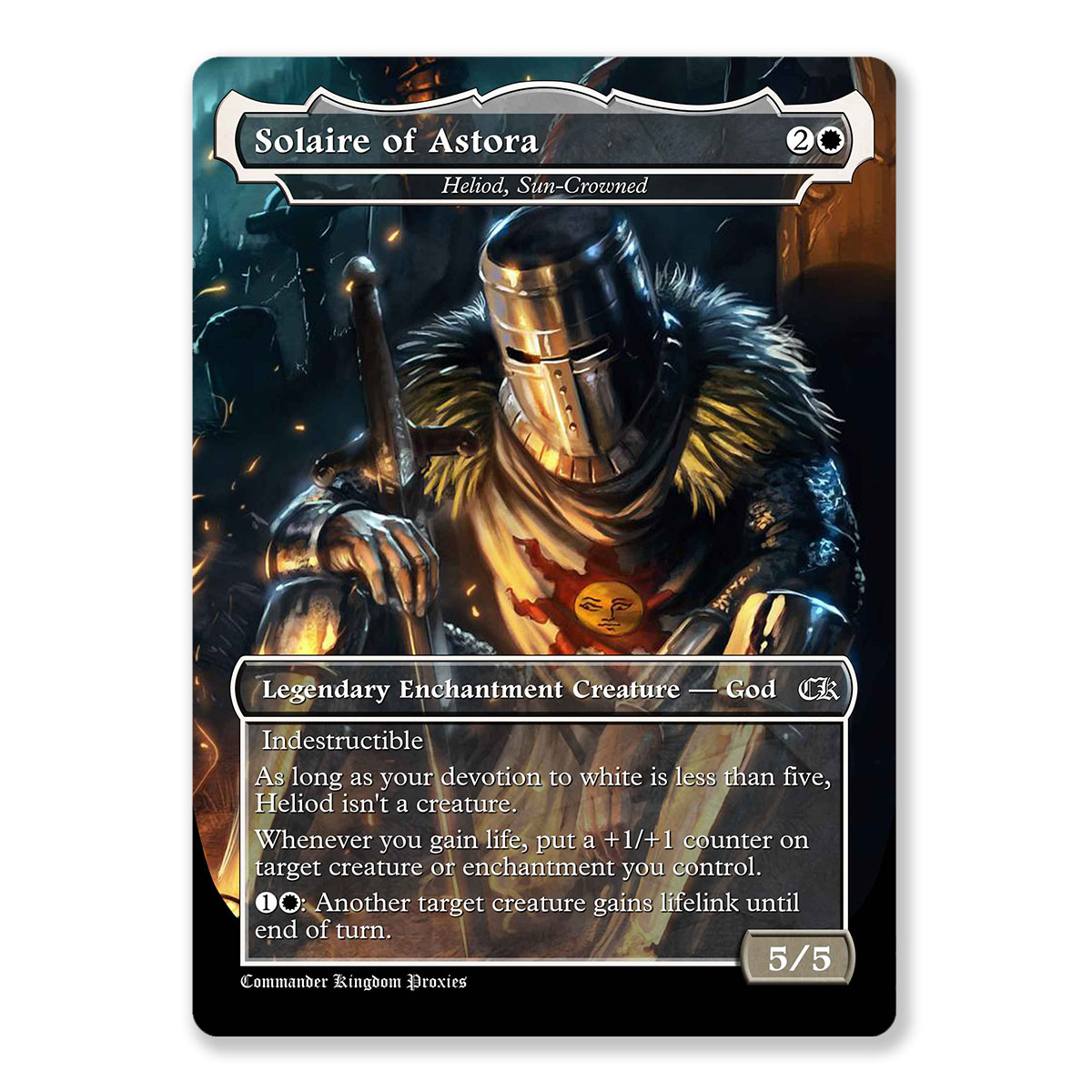 Solaire of Astora - Heliod, Sun-Crowned | Dark Souls | Full Art Custom MTG Proxy Card