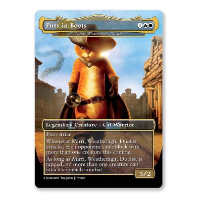 Puss in Boots - Mirri, Weatherlight Duelist| Full Art Custom MTG Proxy Card