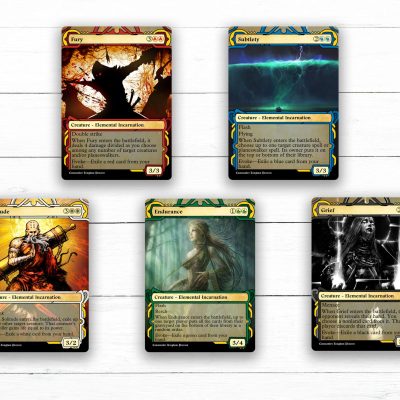Incarnation Set MTG Custom Art - Archives Style - Subtlety Grief Solitude Fury Endurance