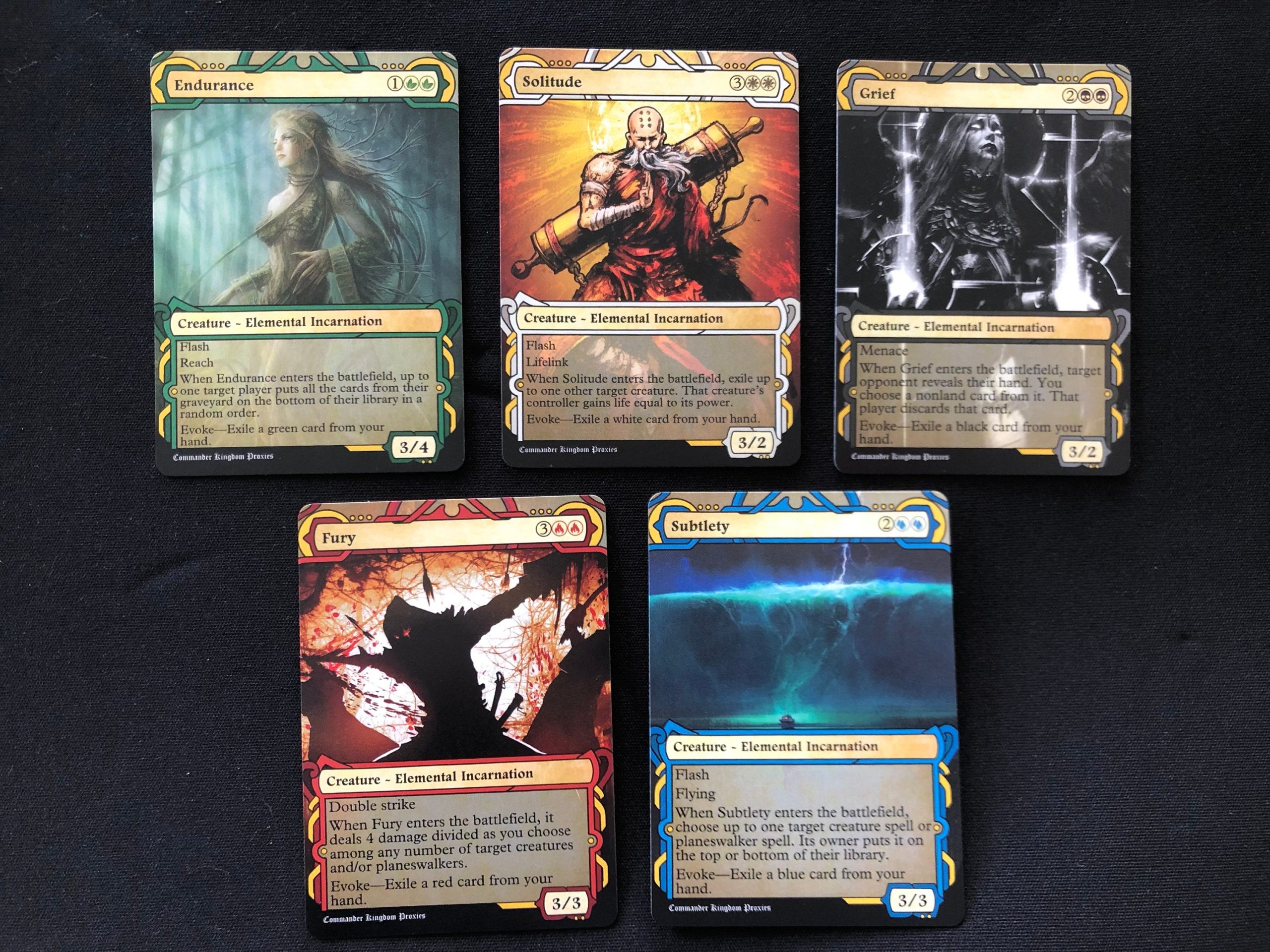 Incarnation Set MTG Custom Art - Archives Style - Subtlety Grief Solitude Fury Endurance - Image 2